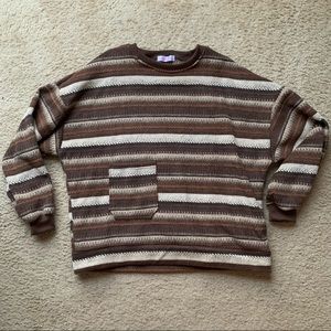 Women Vintage Striped Sweaters Autumn Long Sleeve Oversize Knit Sweater